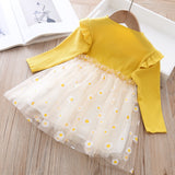 Girls Autumn Veil  Printed Baby Wear Flower Casual Dress