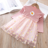 Girls Autumn Veil  Printed Baby Wear Flower Casual Dress