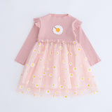 Girls Autumn Veil  Printed Baby Wear Flower Casual Dress
