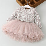 Autumn Winter Girls Princess Flower Ball Gown Party Dresses