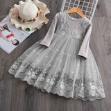 Autumn Winter Girls Princess Flower Ball Gown Party Dresses