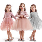 Autumn Winter Girls Princess Flower Ball Gown Party Dresses