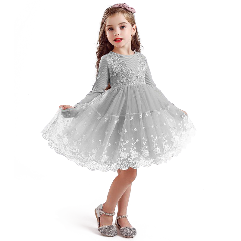 Autumn Winter Girls Princess Flower Ball Gown Party Dresses