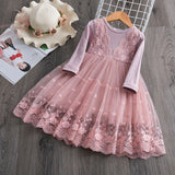 Autumn Winter Girls Princess Flower Ball Gown Party Dresses