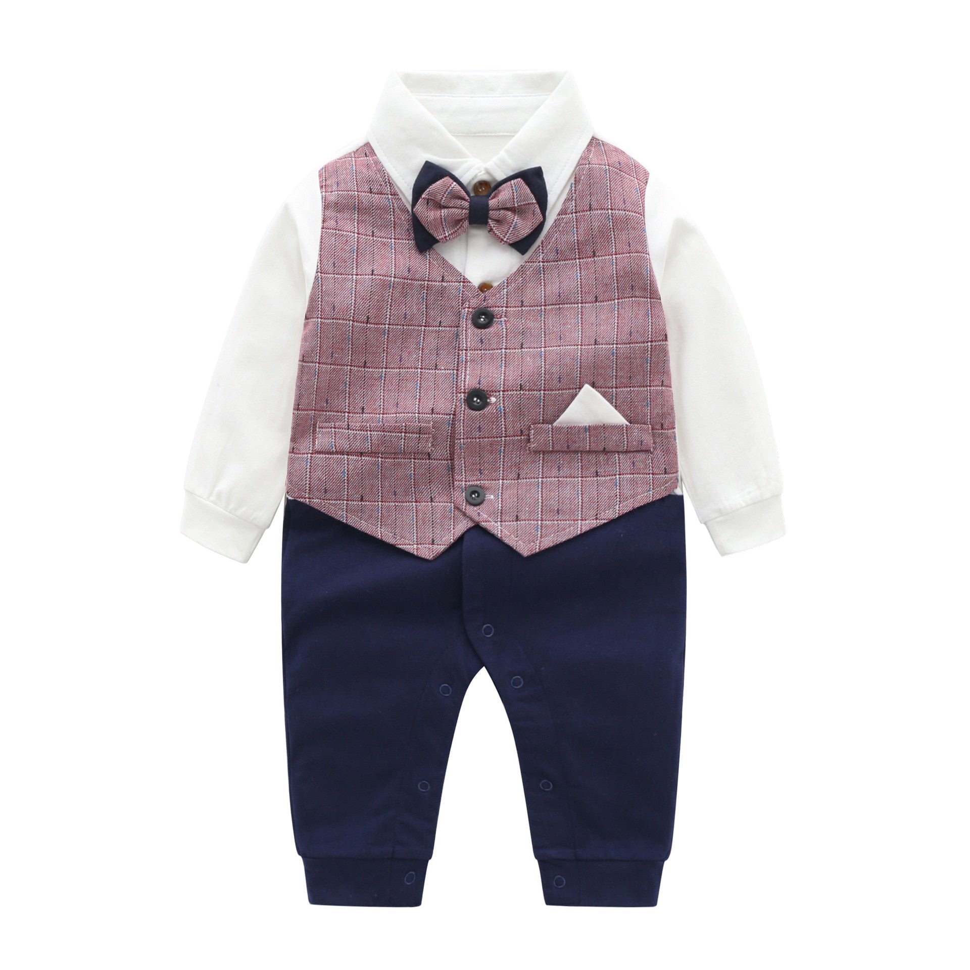 Autumnn Boy Gentleman Romper Cotton Jumpsuit Baptism Clothes