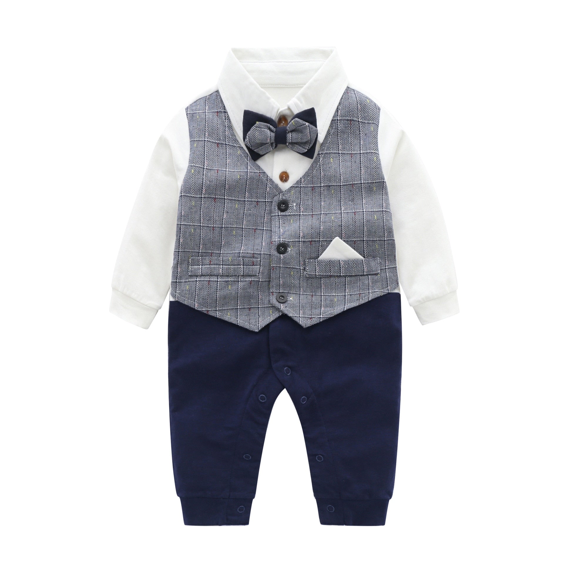Autumnn Boy Gentleman Romper Cotton Jumpsuit Baptism Clothes