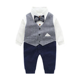 Autumnn Boy Gentleman Romper Cotton Jumpsuit Baptism Clothes