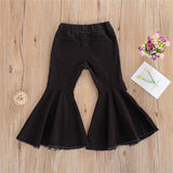Toddler Baby Kids Girl Bell Bottom Pants Flare Denim Jeans Pants Leggings Trousers