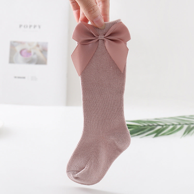 Baby Girls Big Bow Knee High Long Soft Bowknot Socks