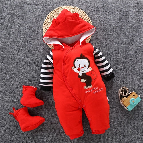 Baby Winter Jumpsuit Overalls Thick Warm Baby Rompers