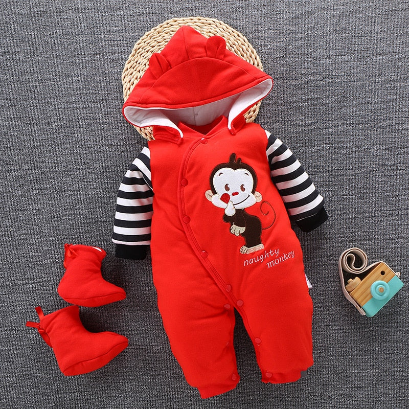 Baby Winter Jumpsuit Overalls Thick Warm Baby Rompers
