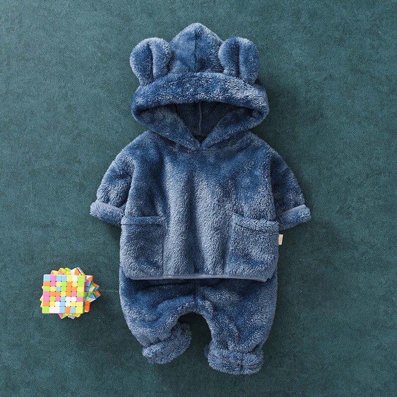 Boys Girls Winter Clothing Set Cute Bear Pajamas 2 Pcs