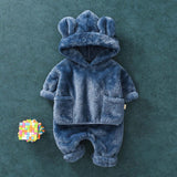 Boys Girls Winter Clothing Set Cute Bear Pajamas 2 Pcs