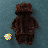 Boys Girls Winter Clothing Set Cute Bear Pajamas 2 Pcs