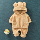 Boys Girls Winter Clothing Set Cute Bear Pajamas 2 Pcs