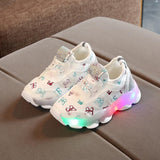 Baby Girl Butterfly Crystal Led Luminous casual breathable Glowing Sneakers Shoes