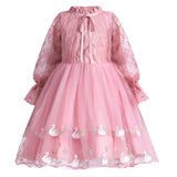 Girls Embriodery Lace Flower Birthday Party Formal Dresses