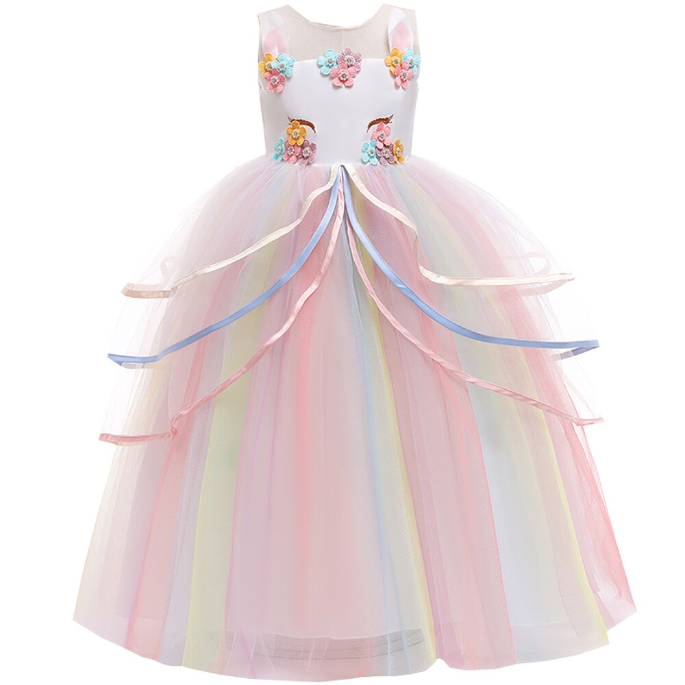 Girl Rainbow Unicorn Dress Party  Easter Dress Up Costume 3-12 Years