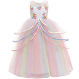 Girl Rainbow Unicorn Dress Party  Easter Dress Up Costume 3-12 Years
