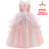Girl Rainbow Unicorn Dress Party  Easter Dress Up Costume 3-12 Years