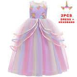 Girl Rainbow Unicorn Dress Party  Easter Dress Up Costume 3-12 Years