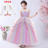 Girl Rainbow Unicorn Dress Party  Easter Dress Up Costume 3-12 Years
