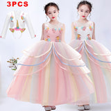 Girl Rainbow Unicorn Dress Party  Easter Dress Up Costume 3-12 Years