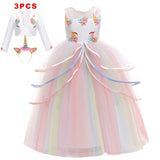 Girl Rainbow Unicorn Dress Party  Easter Dress Up Costume 3-12 Years