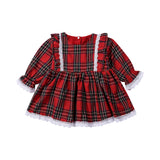 Toddler Kids Baby Girl Princess Red Plaid Ruffles Lace Tutu Dresses 1-6Y
