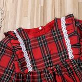 Toddler Kids Baby Girl Princess Red Plaid Ruffles Lace Tutu Dresses 1-6Y