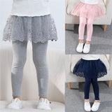 Girls Cotton Leggings Skirt-pants Slim Trousers