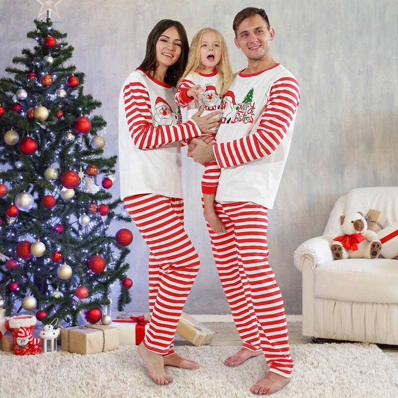 Family Christmas Pajamas Matching Outfits Mother Father Kids