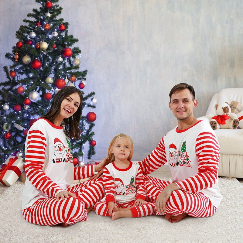 Family Christmas Pajamas Matching Outfits Mother Father Kids