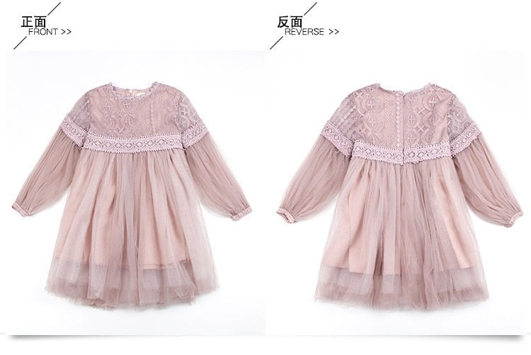 Kids Girls Lace Lantern Sleeve Wedding Tutu Ball Grown Party Princess Dresses