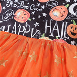 Kid Baby Girls Long Sleeve Print Star Mesh Halloween Dresses 2-7Y