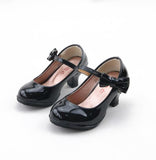 Girl Leather Dance Party Bow High-heeled Fashion Shoes