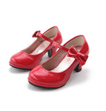 Girl Leather Dance Party Bow High-heeled Fashion Shoes