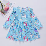 Girl Dress Cartoon Horse Rainbow Unicorn Wings Pegasus Dresses 1-6 Years