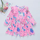 Girl Dress Cartoon Horse Rainbow Unicorn Wings Pegasus Dresses 1-6 Years