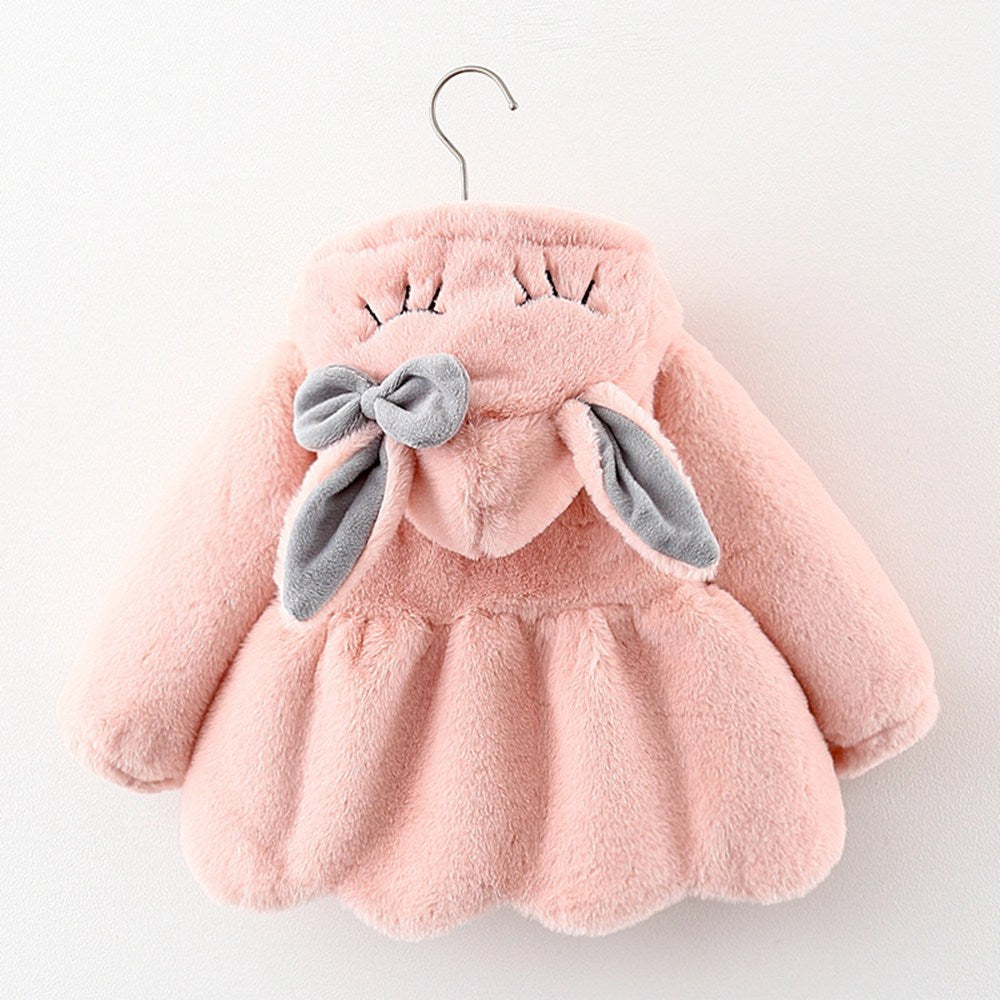 Winter Girls Warm Velvet Faux Fur Jacket Hooded Thicken Coat