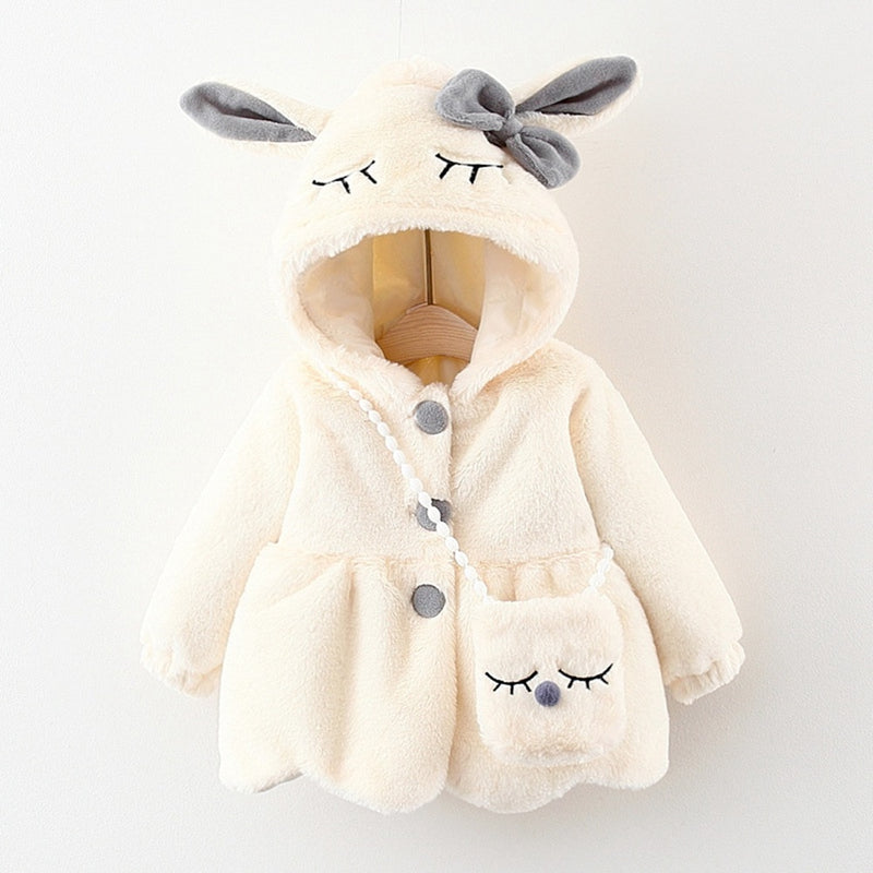 Winter Girls Warm Velvet Faux Fur Jacket Hooded Thicken Coat