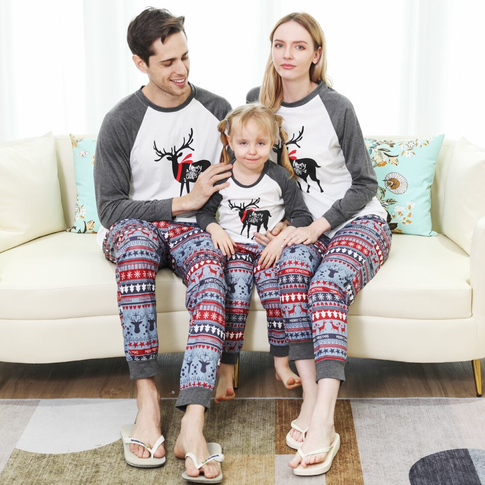 Christmas Pajamas Family Matching Outfits Father Mother Kids Sleepwear
