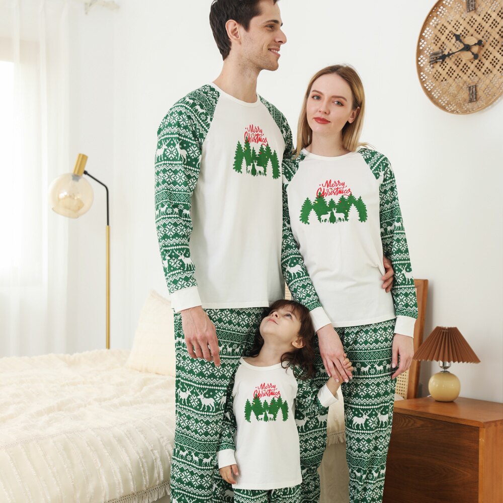 Christmas Pajamas Family Matching Outfits Father Mother Kids Sleepwear