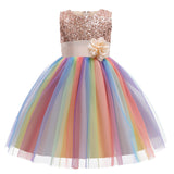 Kid Girls Wedding Prom Ball Gown Princess Sequins Flower Dresses