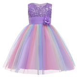 Kid Girls Wedding Prom Ball Gown Princess Sequins Flower Dresses