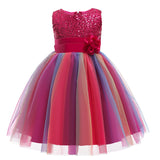 Kid Girls Wedding Prom Ball Gown Princess Sequins Flower Dresses