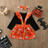0-24M Baby Girl Sets Autumn Pumpkin Halloween Cartoon 3 Pcs Sets