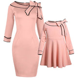 Mother Daughter Bow Pink Dress Family Matching Dress