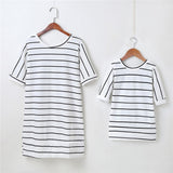 Mother Daughter Short Sleeve Striped Family Matching Shirts Tops