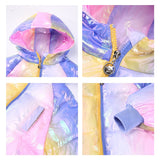 Girl Rainbow Colorful Glossy Down Cotton Jacket Candy Warm Coat